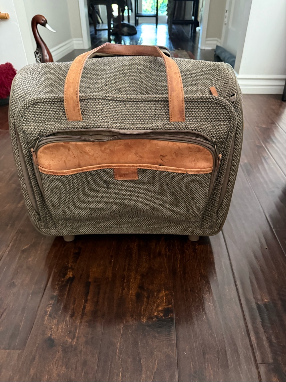 Vintage Hartmann Tweed Leather Wheeled Carry-On Suitcase